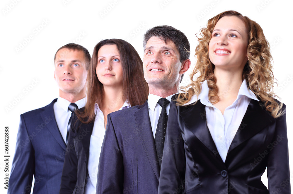 friendly businesspeople with happy female leader friendly businesspeople with happy female leader