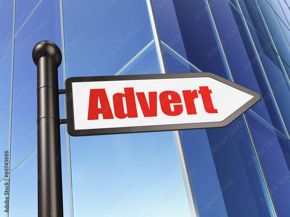 Marketing concept: sign Advert on Building background Marketing concept: sign Advert on Building background