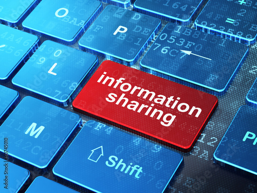 Information concept: Information Sharing on computer keyboard