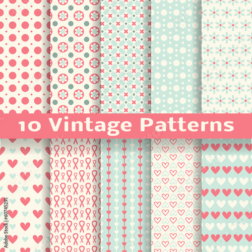 Vintage fashionable vector seamless patterns (tiling).