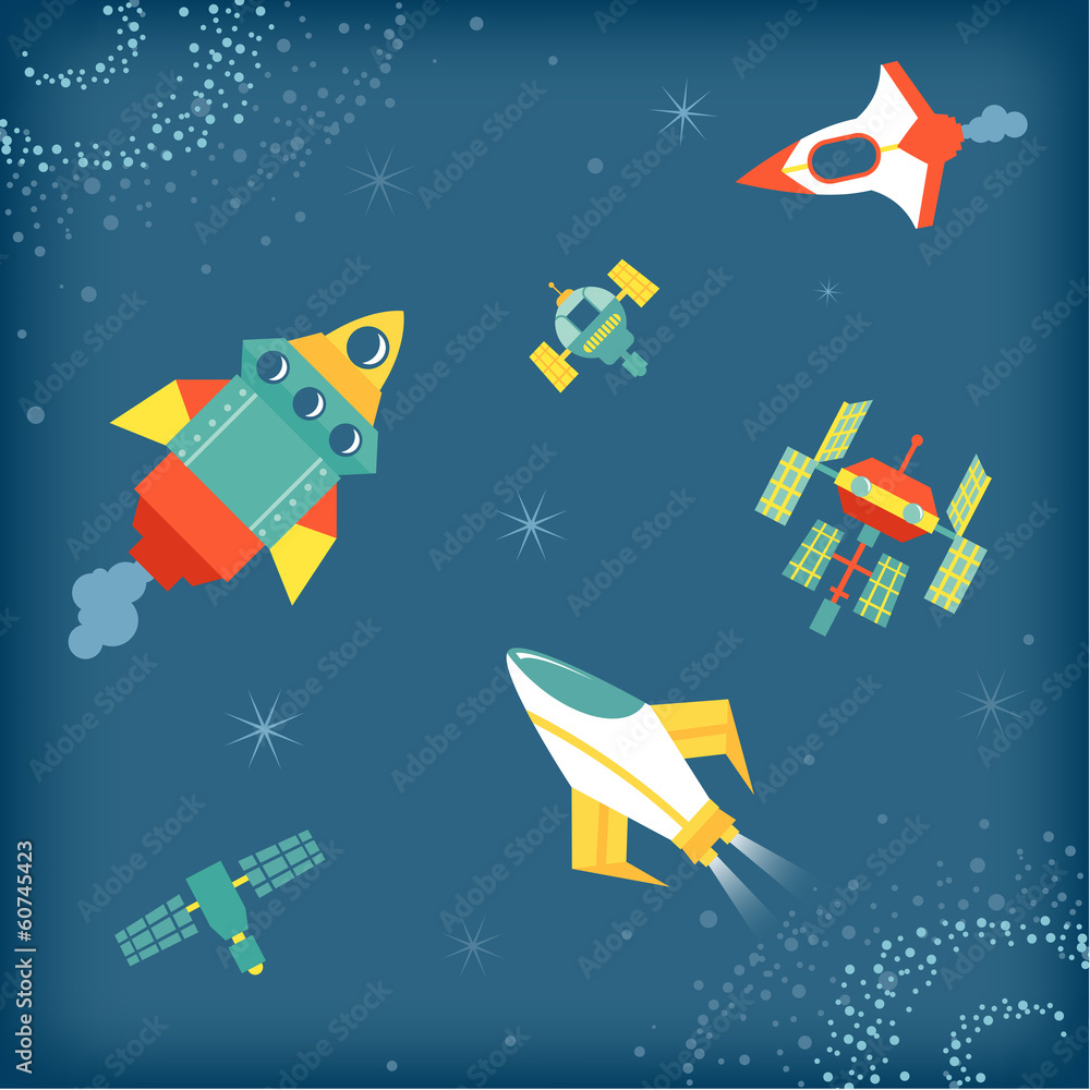 Naklejka premium spaceship in galaxy