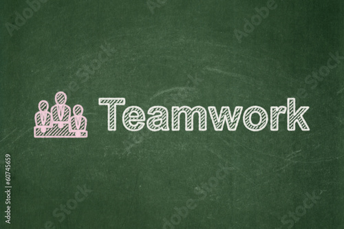 Business concept: Business Team and Teamwork on chalkboard