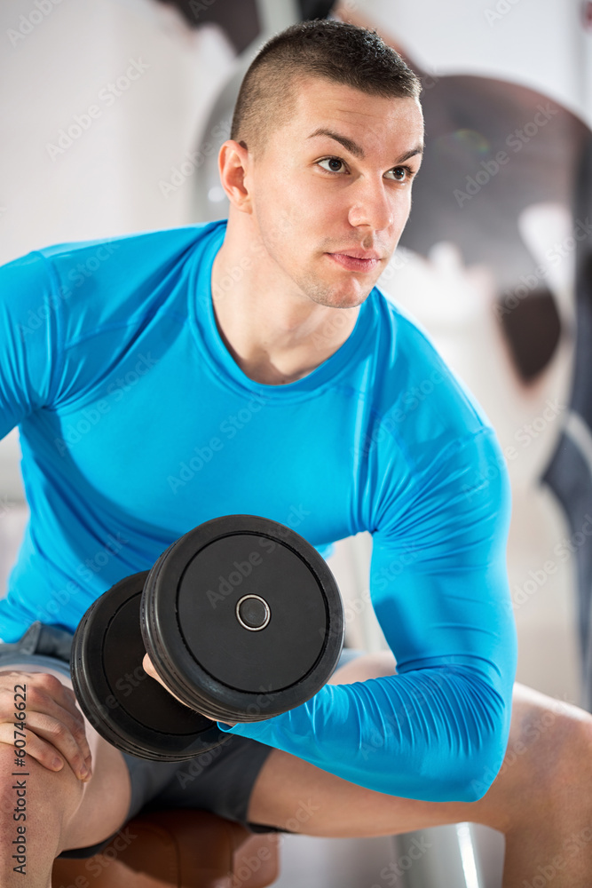 muscle man with weights muscle man with weights