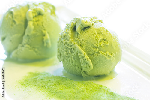 Home made green tea ice cream