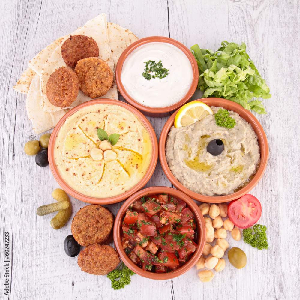 hummus, falafel and others mezze