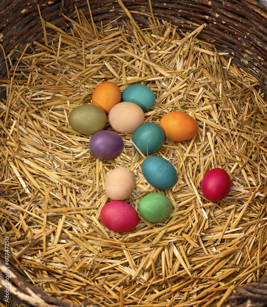 Easter eggs in nest Easter eggs in nest