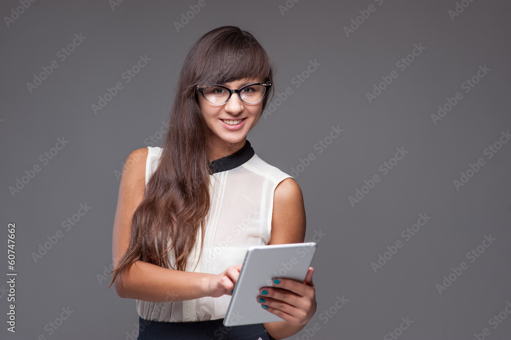 girl holding tablet girl holding tablet