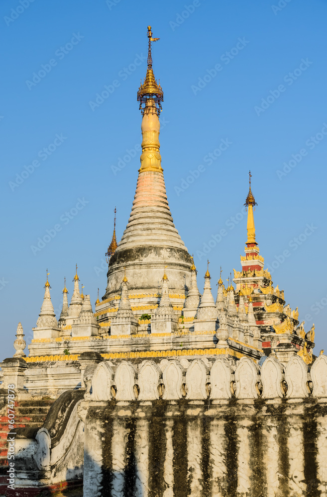 Burmese pagoda at Maha Aungmye Bonzan Monastery in Inwa, Myanmar
