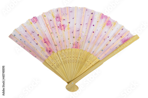 Traditional hand fan isolate on white background.