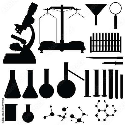 Set of laboratory silhouettes, vector