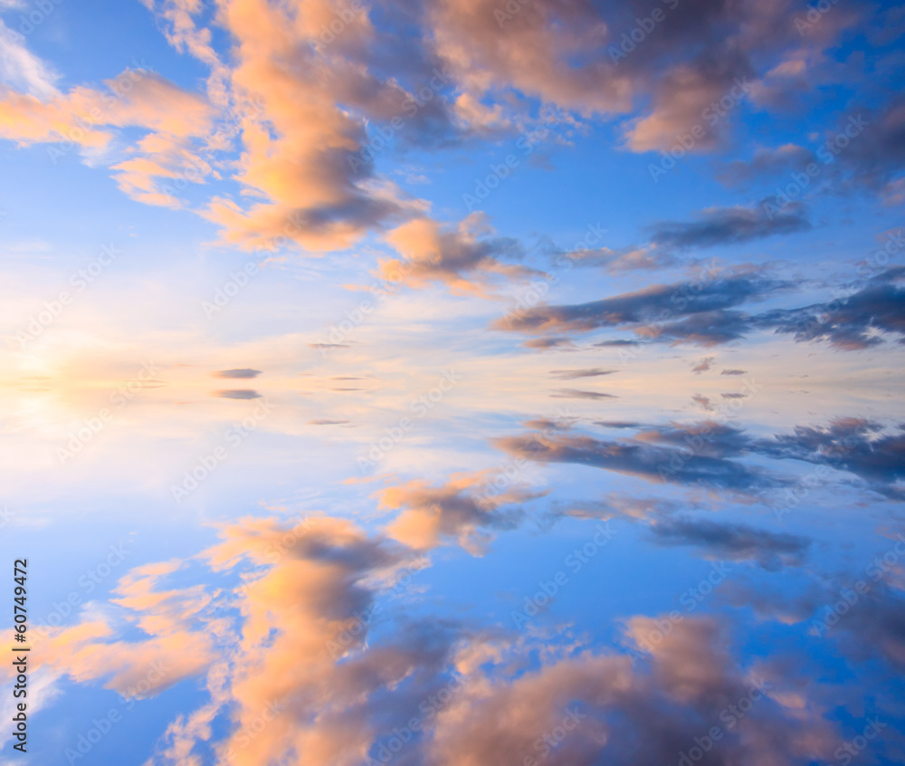 Colorful reflection of clouds