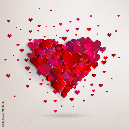 Valentines day. Abstract paper hearts. Love