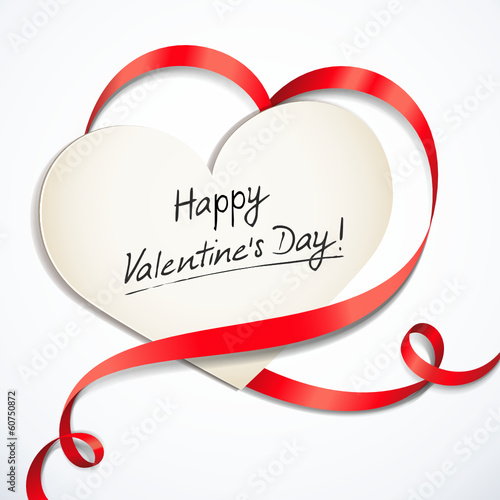 Valentinskarte mit herzförmiger Schleife