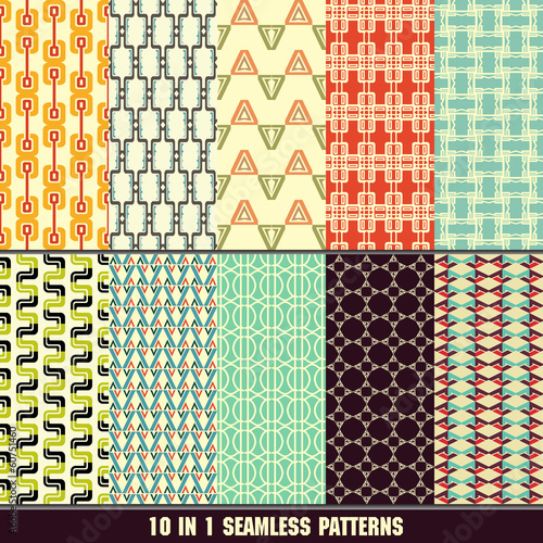 Retro different vector seamless patterns