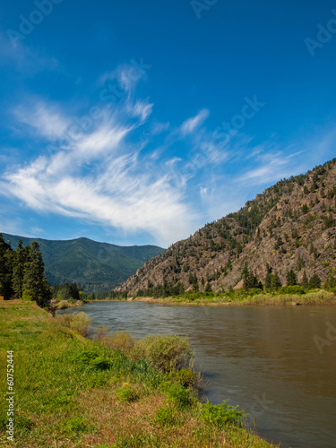Fototapeta Naklejka Na Ścianę i Meble -  Wide Mountain River Cuts a Valley - Clark Fork River Montana USA