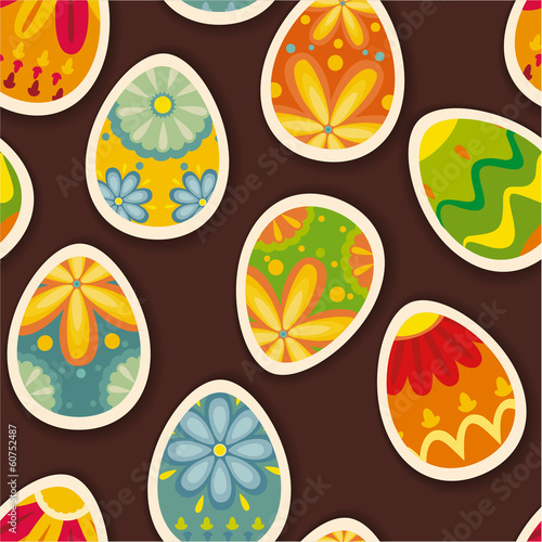 Fototapeta Naklejka Na Ścianę i Meble -  Happy Easter card template, colored eggs and polka dot pattern