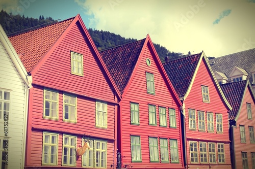 Bergen, Norway - Bryggen - cross processing retro color tone