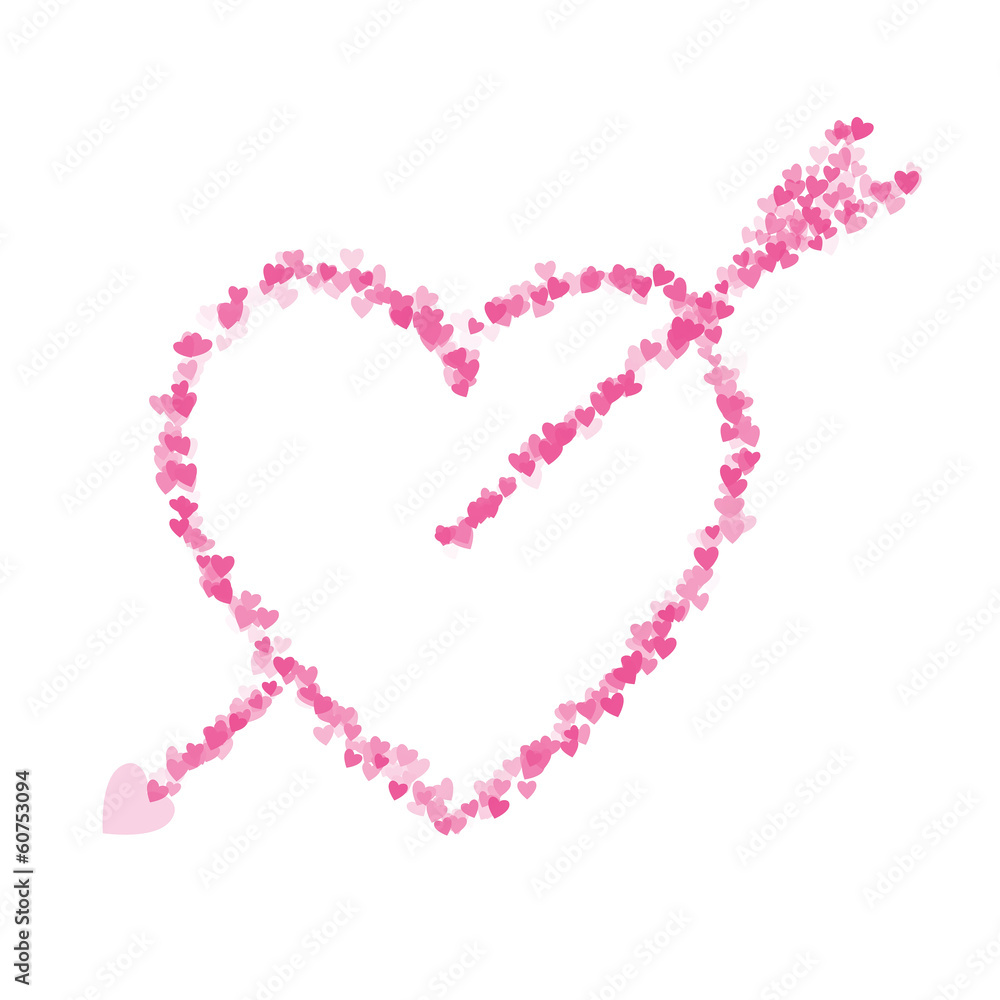 Cupids Arrow and Heart Made of Hearts