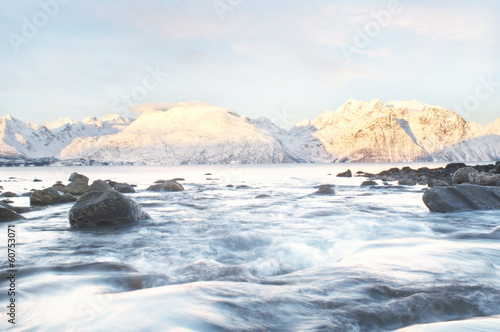 Winter fjords landscape, captured in northern Norway