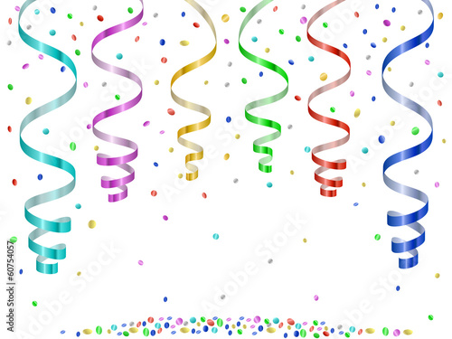 Confetti and serpentines, party curled streamers