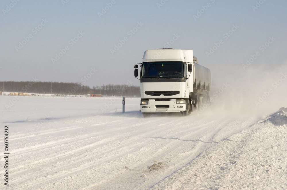 Winter Road In Snow-storm.