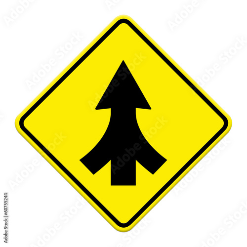 Traffic sign Lanes Merging isolated