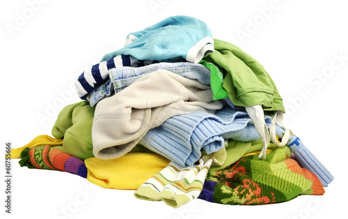 A pile of clothes on white background photo