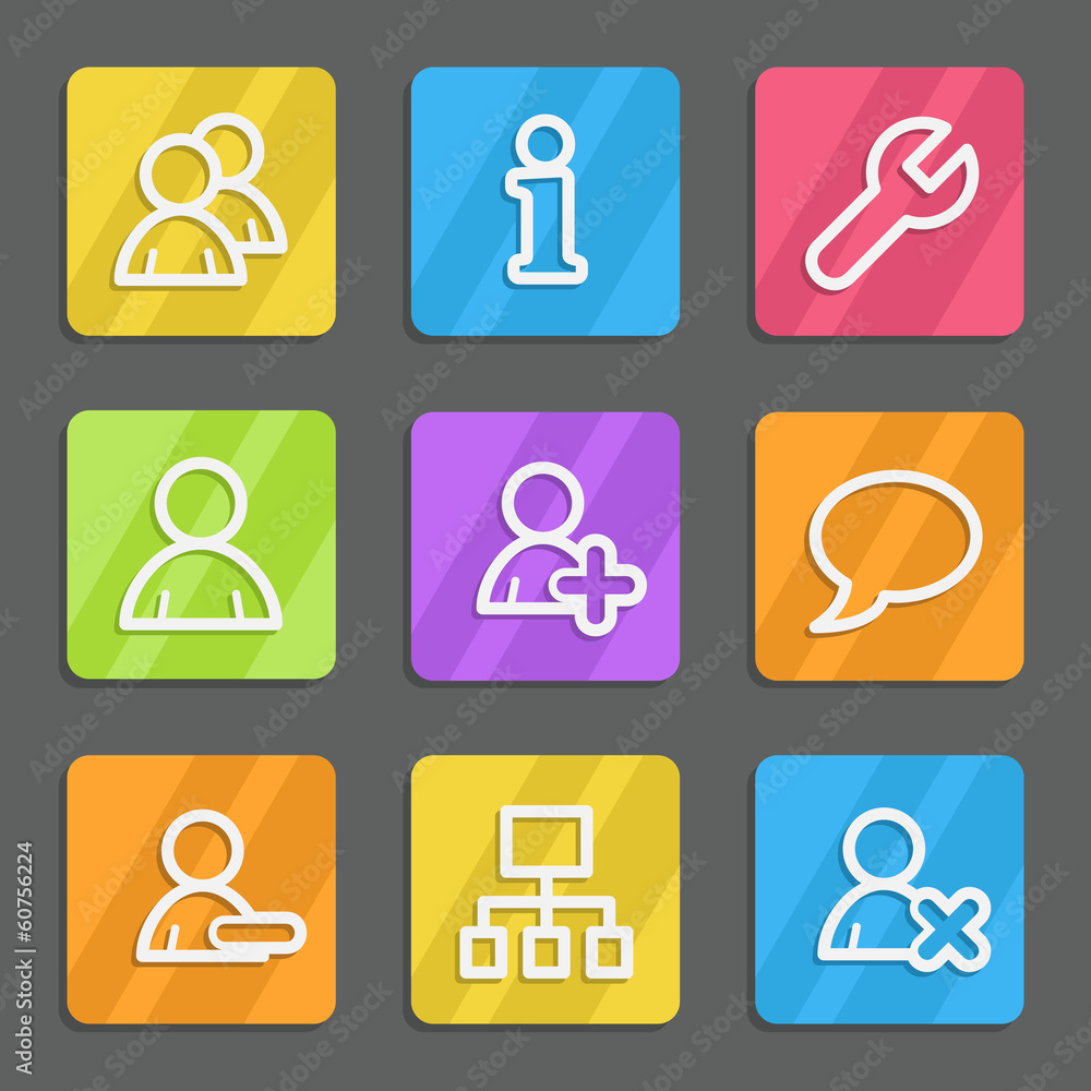 Users web icons, color flat buttons Users web icons, color flat buttons