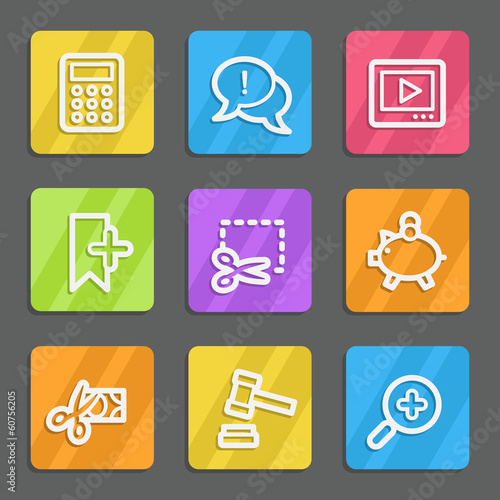 Shopping web icons set 3, color flat buttons