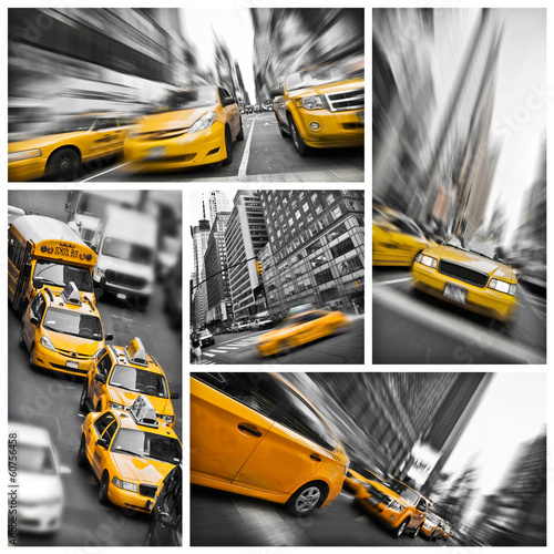 New York yellow taxis collage