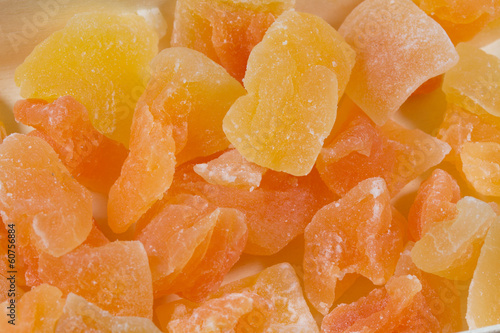 Candied fruits of the melon closeup