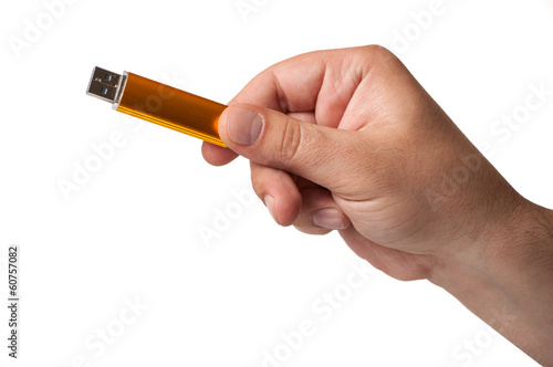 Man holding a usb thumb drive in his hand