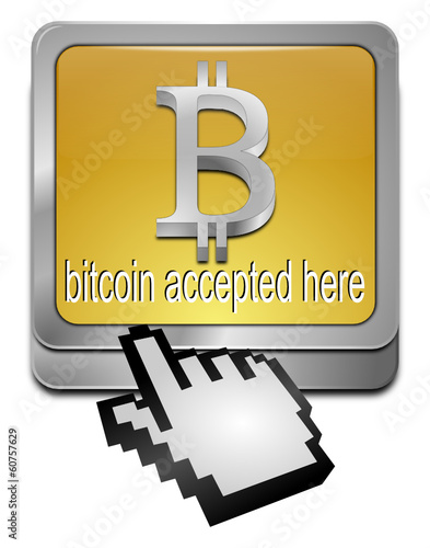 Bitcoin accepted here Button mit Cursor