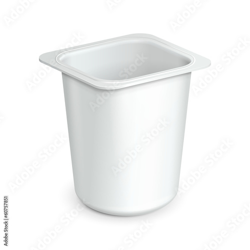 Opened White Cup Tub Food Plastic Container For Dessert, Yogurt