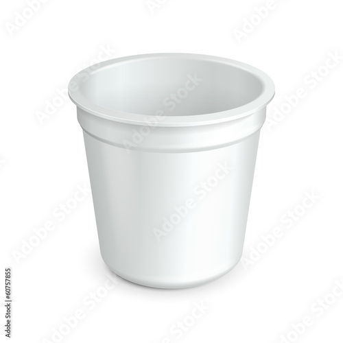 Opened White Cup Tub Food Plastic Container For Dessert