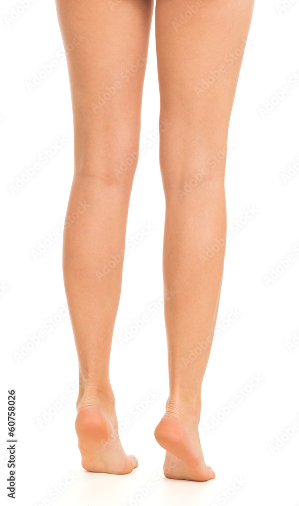 Back of female legs on white background Stock Photo | Adobe Stock