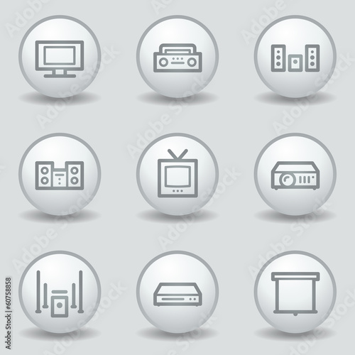 Audio video web icons, circle white matt buttons © Sergiy Timashov