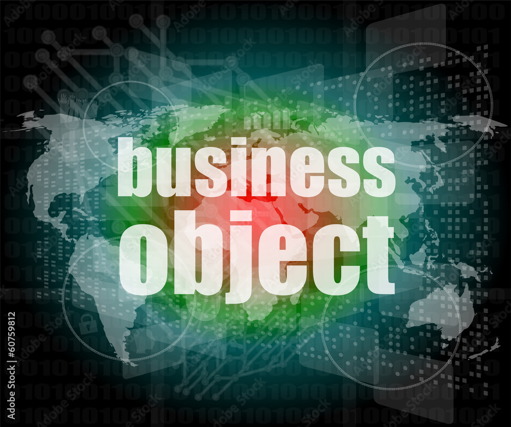 business object word on digital screen, interface hi technology