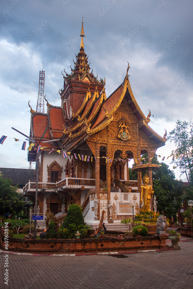Naklejka premium Wat Bupharam temple in Chiang Mai, Thailand
