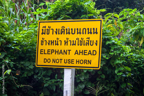 Elephant warning sign in northern Thailand