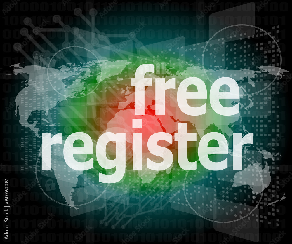 digital background with free registration word. internet concept