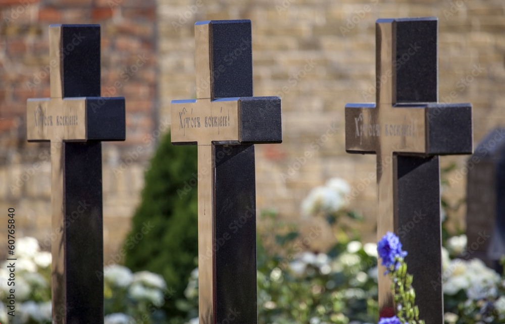 Row of crosses to heroes. Row of crosses to heroes.