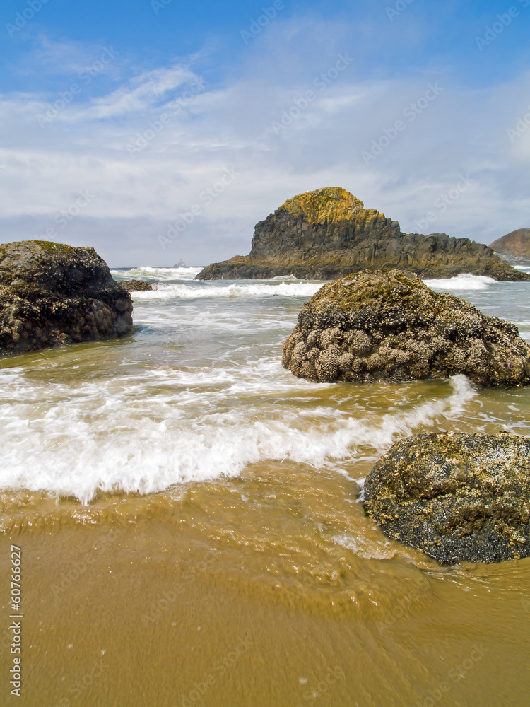 High Tide Coming in on the Oregon Coast at Ecola Beach