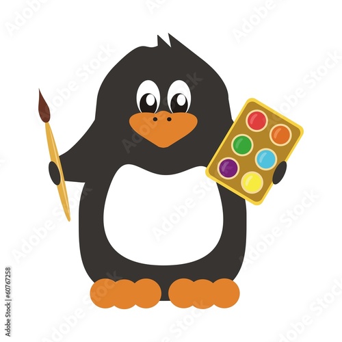 nice penguin with paints