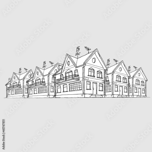 Vector sketch of modern houses