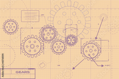 Purple Blueprint Layout Illustration