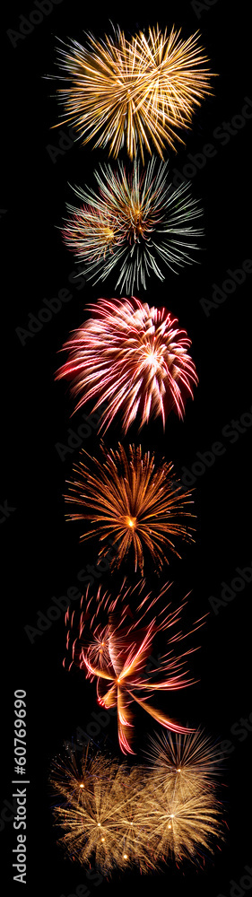 Fototapeta premium Firework Bursts Arranged in to the Number 1