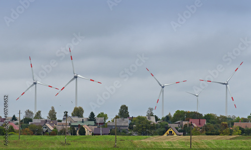 Modern electric wind stations in rural region of Lithuania