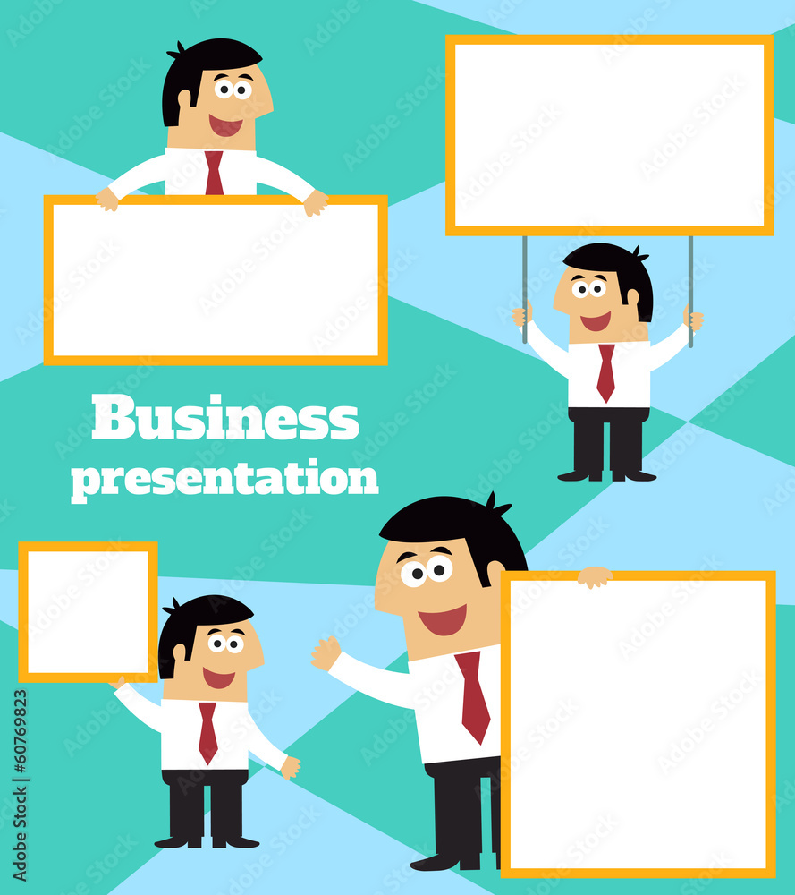 Businessman with blank sign banner and placard Businessman with blank sign banner and placard
