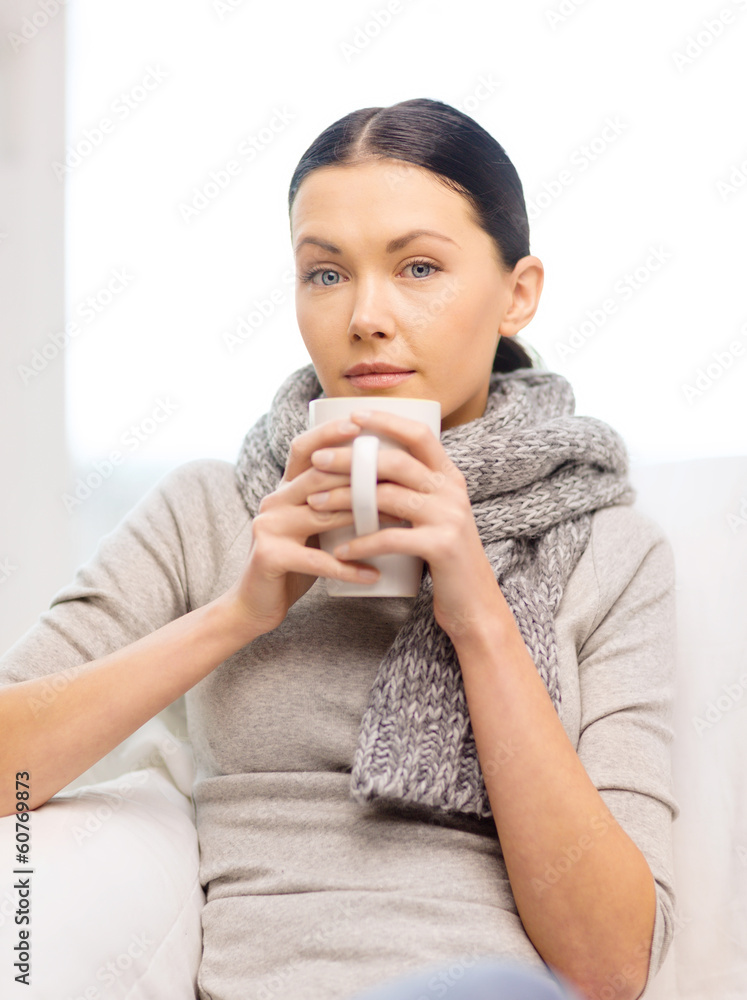ill woman with flu at home ill woman with flu at home